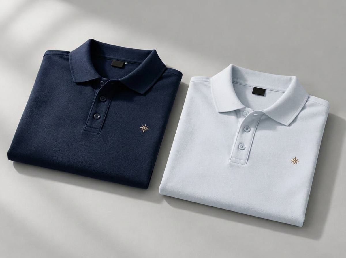 Forest green and white embroidered corporate polo shirts